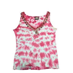 Shop Therapy Tie-Dye Tank Top with Beaded Neckline and a Charm Women's S/m